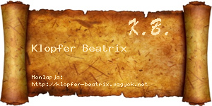Klopfer Beatrix névjegykártya