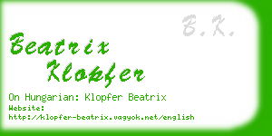 beatrix klopfer business card